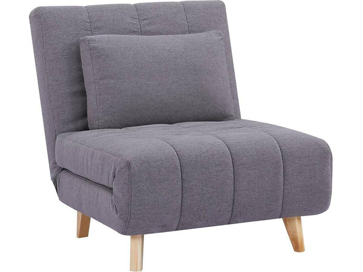 Vente-unique Fauteuil convertible en tissu gris STREVI  