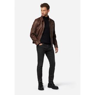 RICANO  Veste en cuir pour homme Shelby - Classique avec col polo 