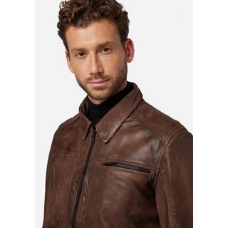 RICANO  Veste en cuir pour homme Shelby - Classique avec col polo 