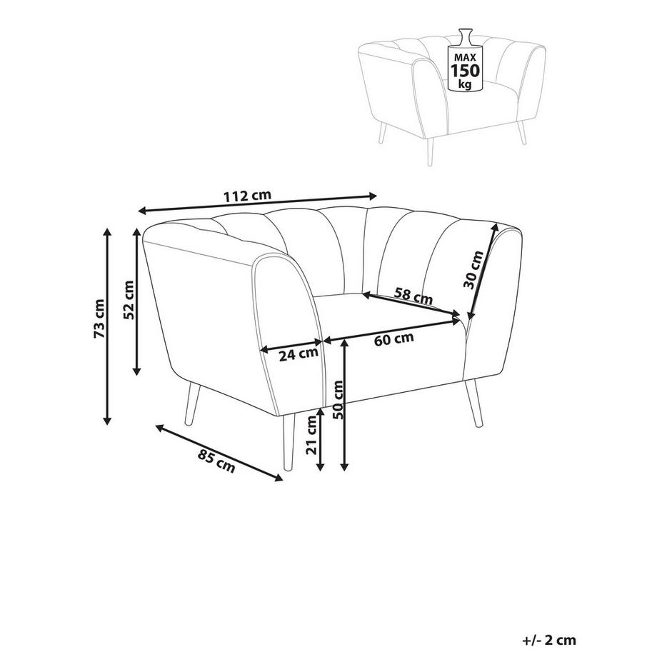 Beliani Fauteuil en Tissu Moderne ORSTA  