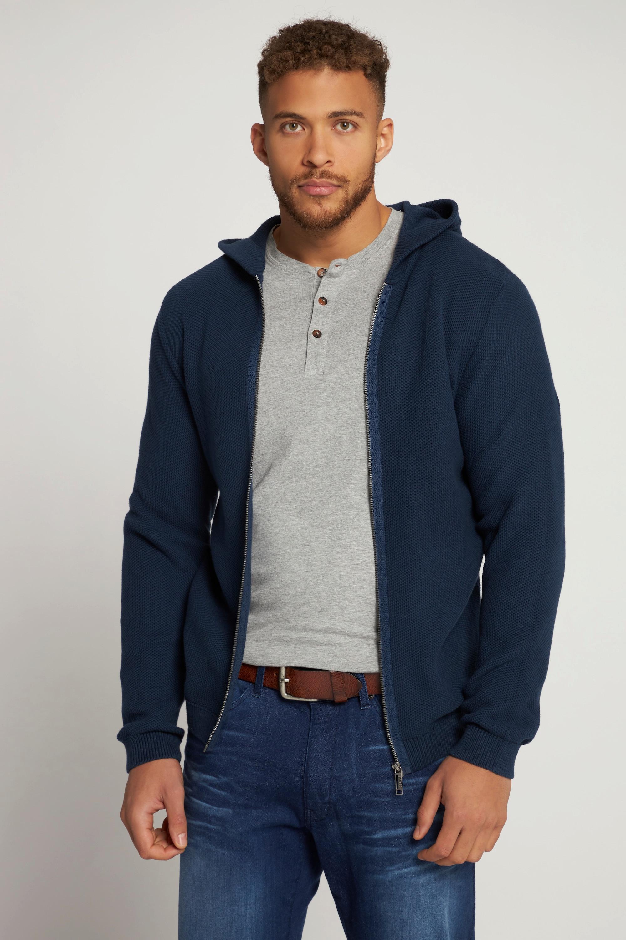 JP1880  Cardigan à capuche avec motif tricotés et zip 