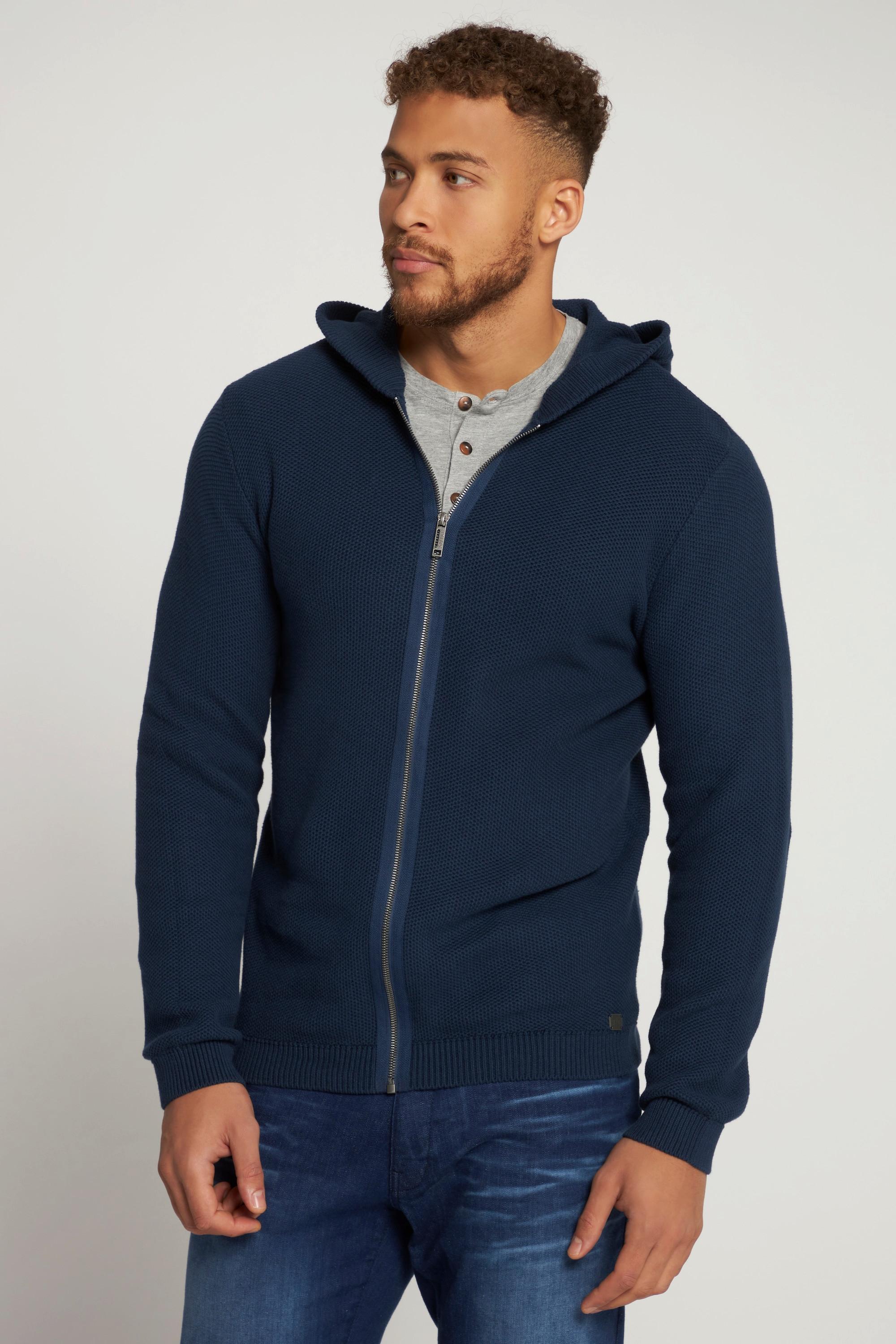 JP1880  Cardigan di maglia lavorata con cappuccio e zip 