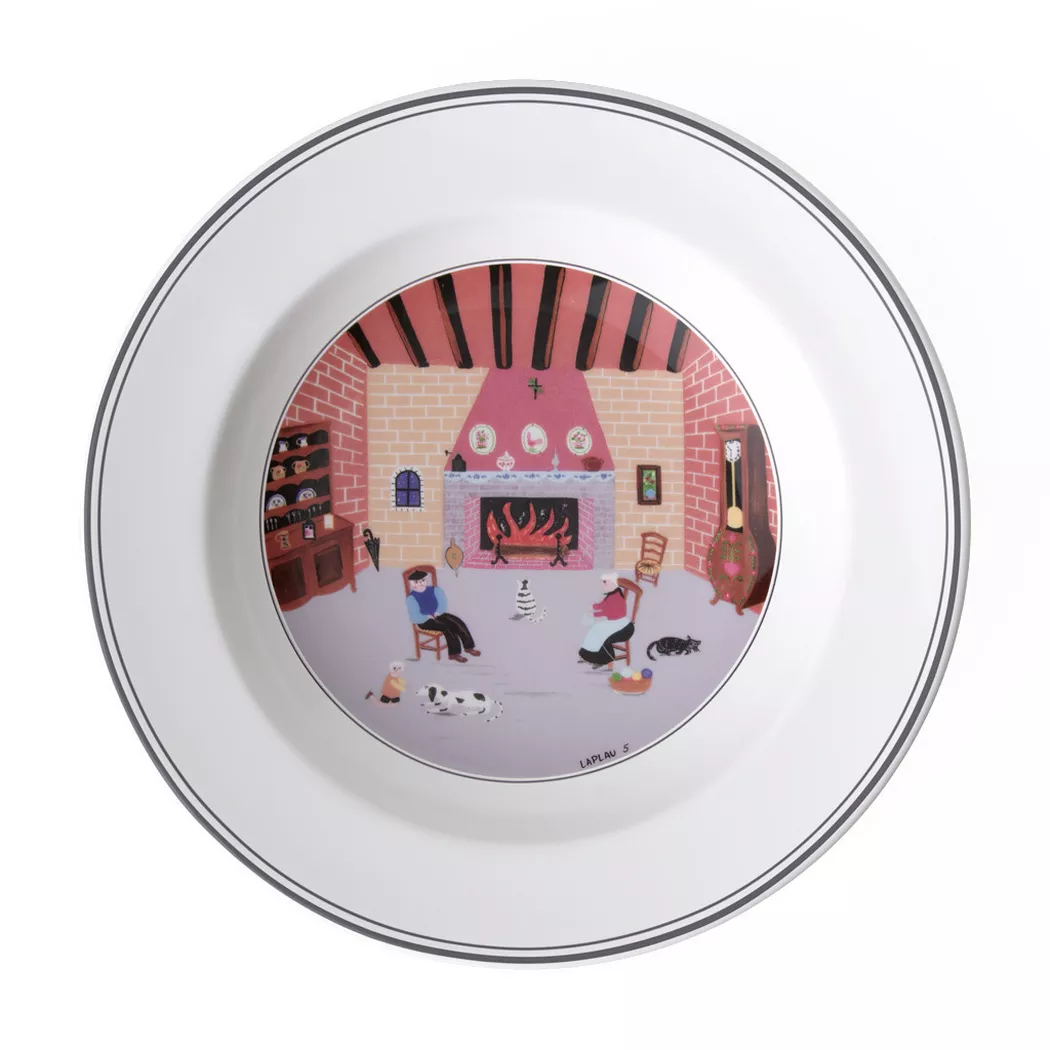 Villeroy & Boch Suppenteller "Suppenteller Kamin Design Naif ø 21 cm bunt"