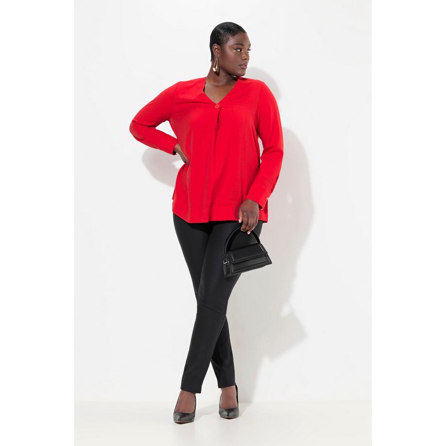 Ulla Popken Pantalon Sienna Bengaline Coupe Slim Extensible Taille Élastique  