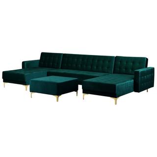 Beliani Canapé en U avec pouf ottoman en Velours Moderne ABERDEEN  