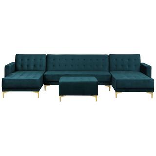 Beliani Canapé en U avec pouf ottoman en Velours Moderne ABERDEEN  