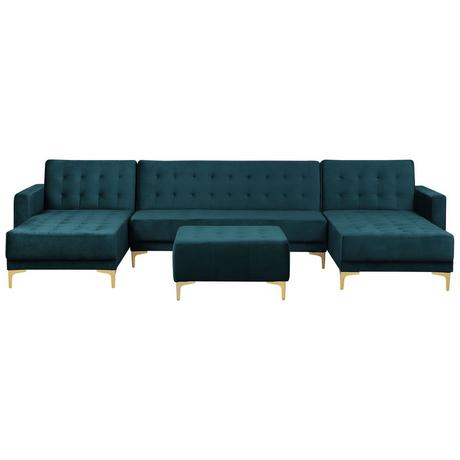 Beliani Canapé en U avec pouf ottoman en Velours Moderne ABERDEEN  