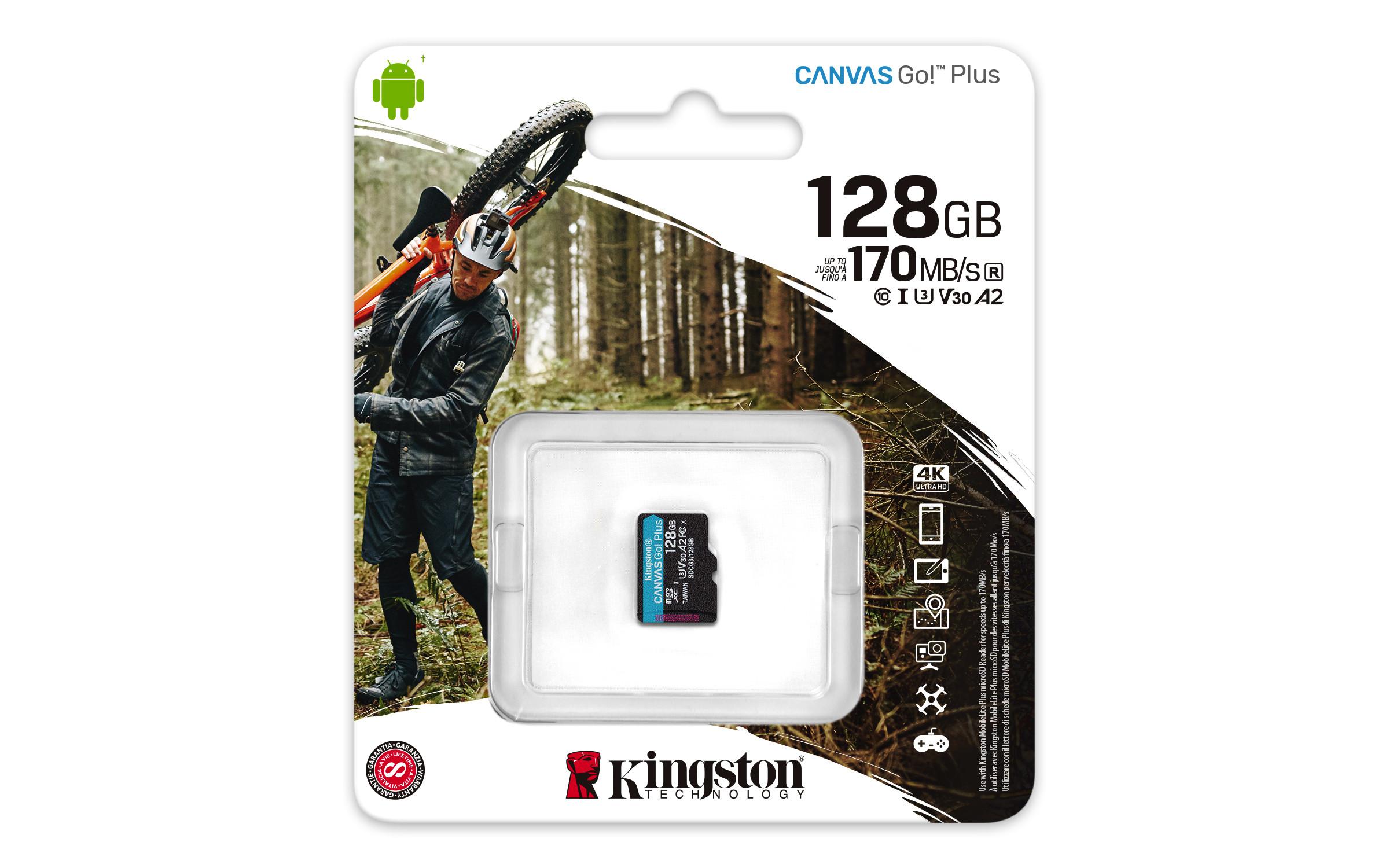 Kingston  Canvas Go Plus (microSDXC, 128GB, U3, UHS-I  ) 