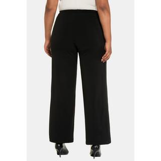 Ulla Popken  Pantalon en jersey à jambe large et taille élastique noir 