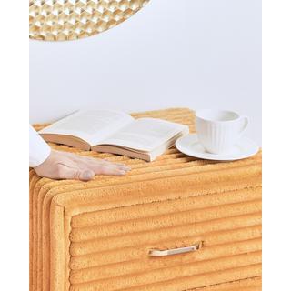 Beliani Comodino 1 cassetto en Velluto a coste Glamour FLAYAT  