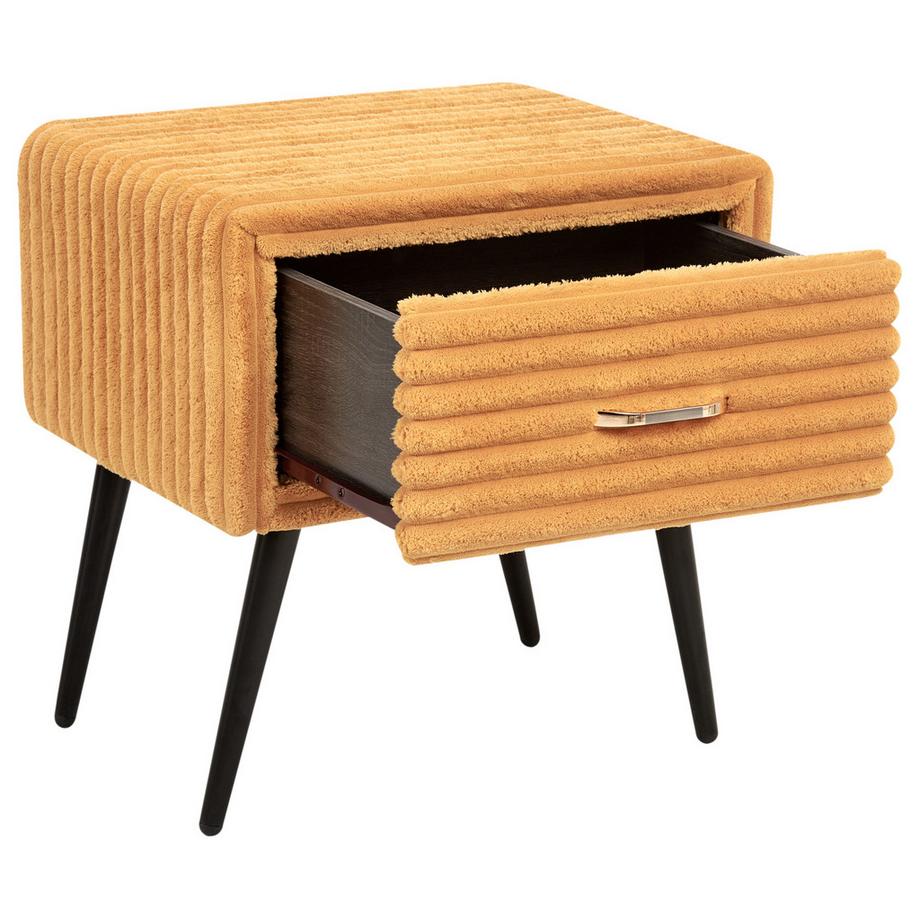 Beliani Nachttisch mit 1 Schublade aus Cord Retro FLAYAT  