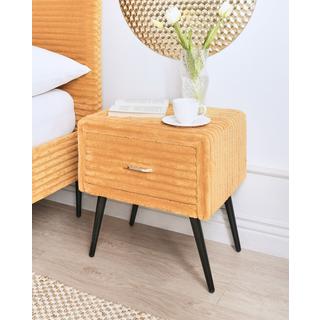 Beliani Comodino 1 cassetto en Velluto a coste Glamour FLAYAT  