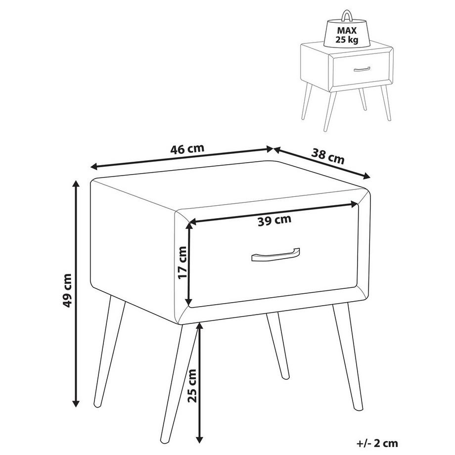Beliani Nachttisch mit 1 Schublade aus Cord Retro FLAYAT  
