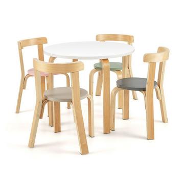 Tavolo per bambini tavolo in legno con 4 sedie per bambini set tavolo e sedia per bambini con schienale colorato
