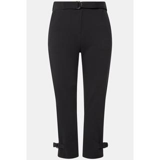 Ulla Popken  Pantaloni di jersey a 7/8 con struttura a costine, cintura elastica e cordoncino 