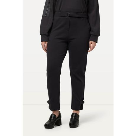 Ulla Popken  Pantaloni di jersey a 7/8 con struttura a costine, cintura elastica e cordoncino 