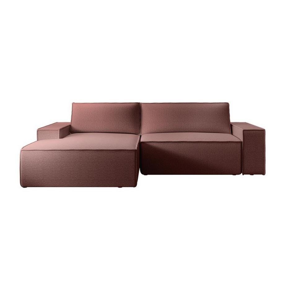Vente-unique Canapé d'angle gauche convertible en tissu texturé terracotta AMELIA  