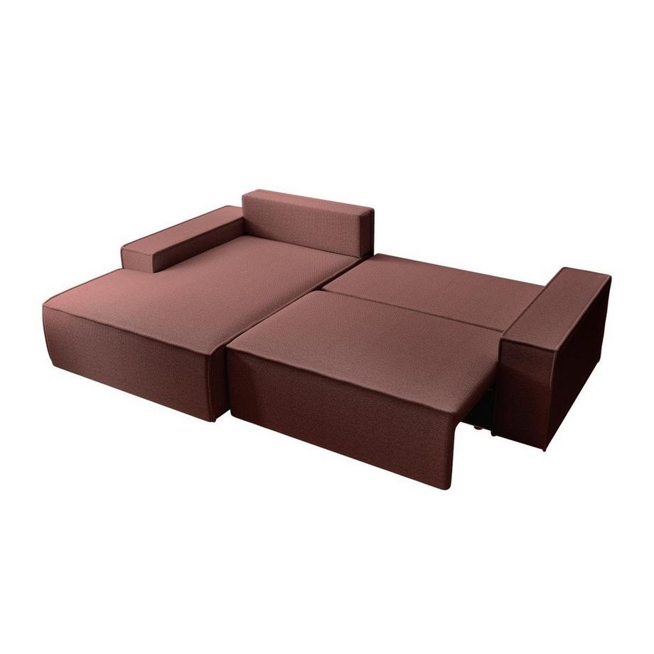Vente-unique Canapé d'angle gauche convertible en tissu texturé terracotta AMELIA  