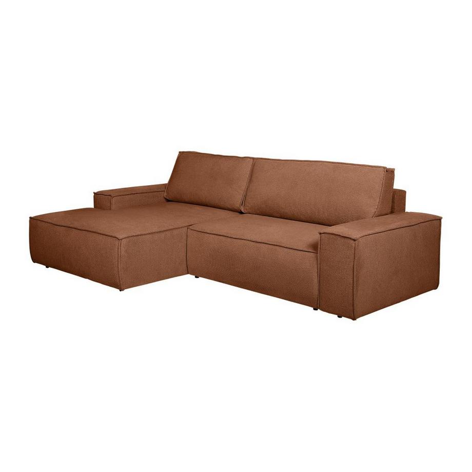 Vente-unique Canapé d'angle gauche convertible en tissu texturé terracotta AMELIA  