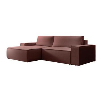Canapé d'angle gauche convertible en tissu texturé terracotta AMELIA