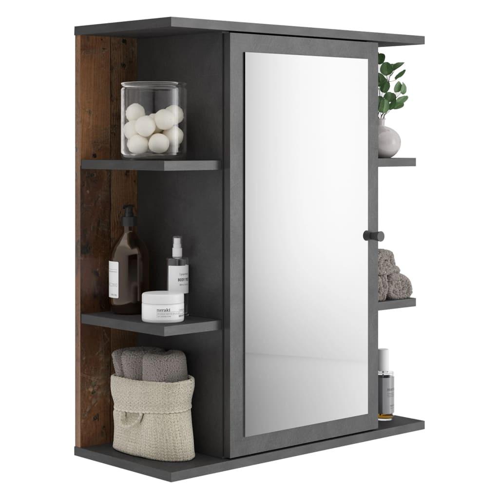 Image of Highboard Für Das Badezimmer, Mit 1 Spiegeltür Und 6 Nischen - Madoc Unisex Eiche ONE SIZE