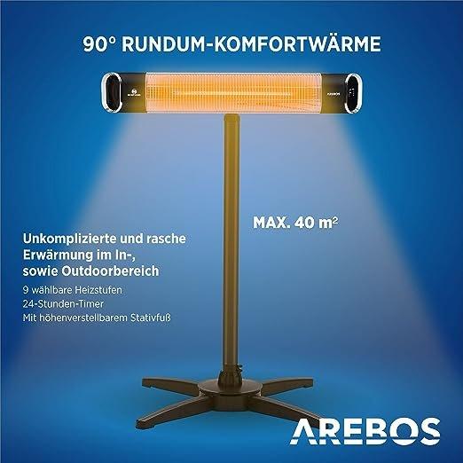 Arebos Chauffage radiant infrarouge Chauffage infrarouge avec télécommande  