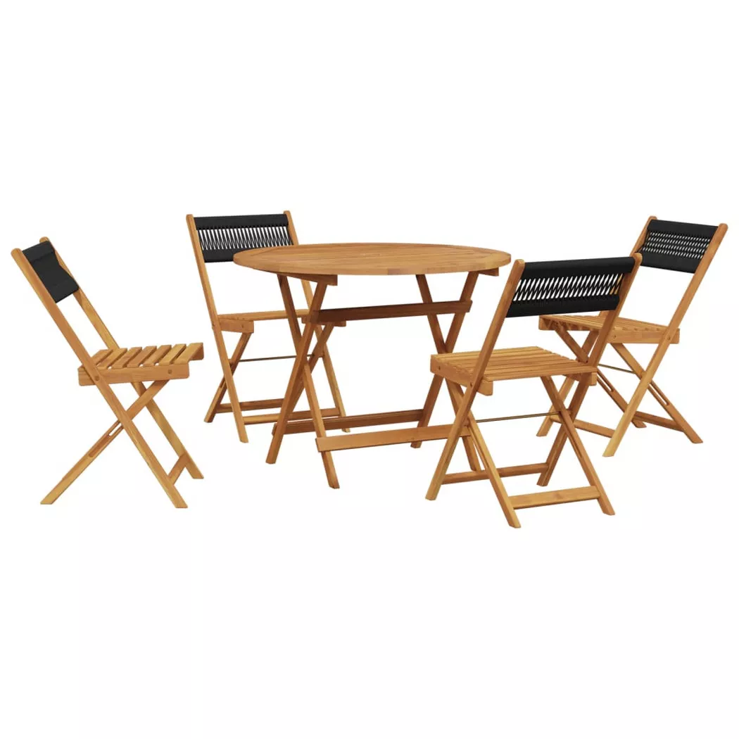 vidaXL Ensemble à manger de jardin 5pcs noir polypropylène bois massif
