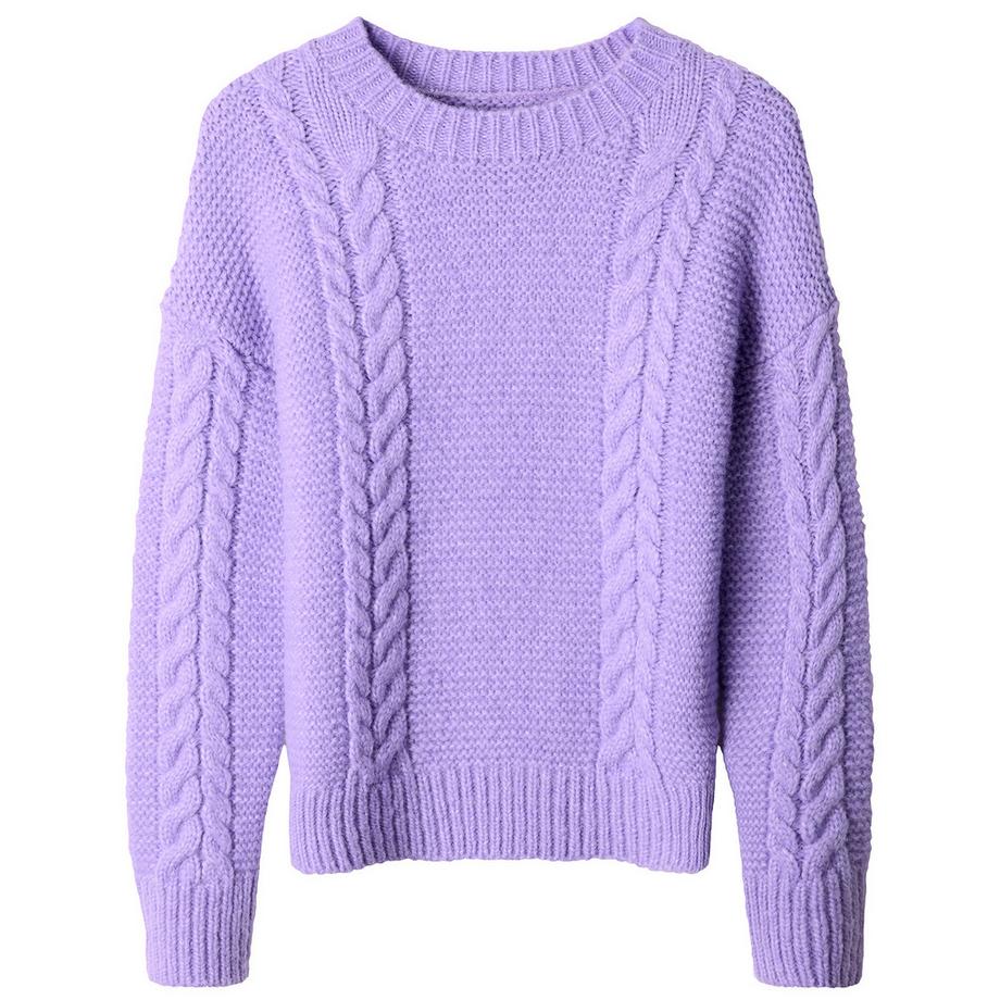 Joe Browns Weicher fliederfarbener Zopfmuster Pullover  