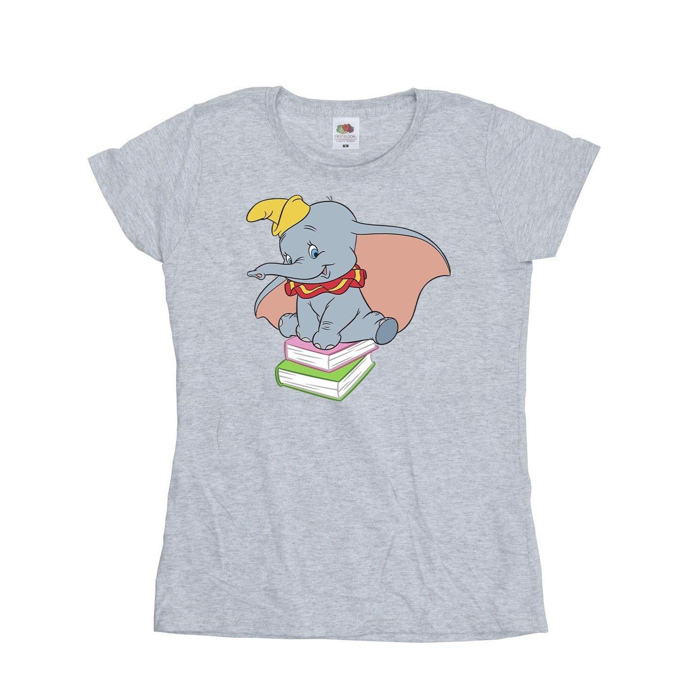 Image of Dumbo Sitting On Books Tshirt Damen Grau XXL