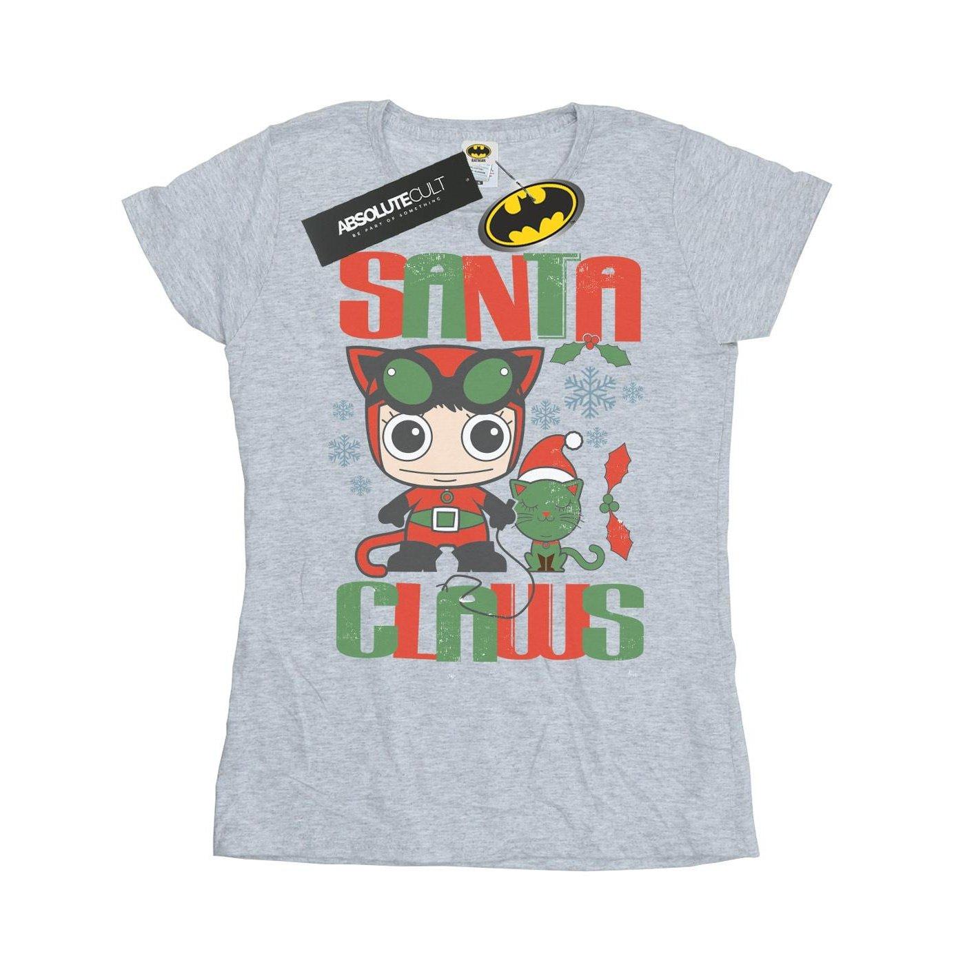 Image of Chibi Catwoman Santa Claws Tshirt Damen Grau XL