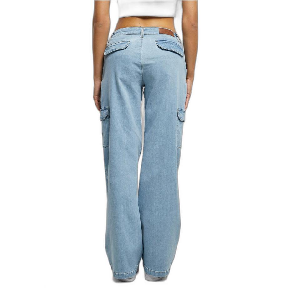 URBAN CLASSICS Pantalon Cargo Droit Taille Haute Denim  