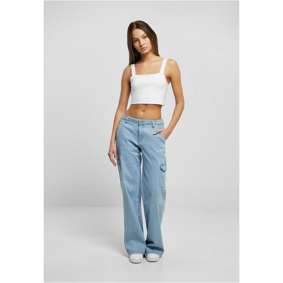 URBAN CLASSICS Pantalon Cargo Droit Taille Haute Denim  