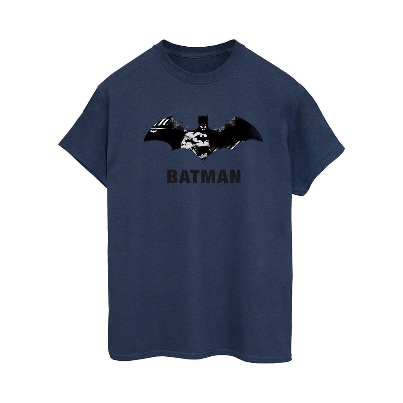 Image of Batman Black Stare Logo Tshirt Damen Marine S