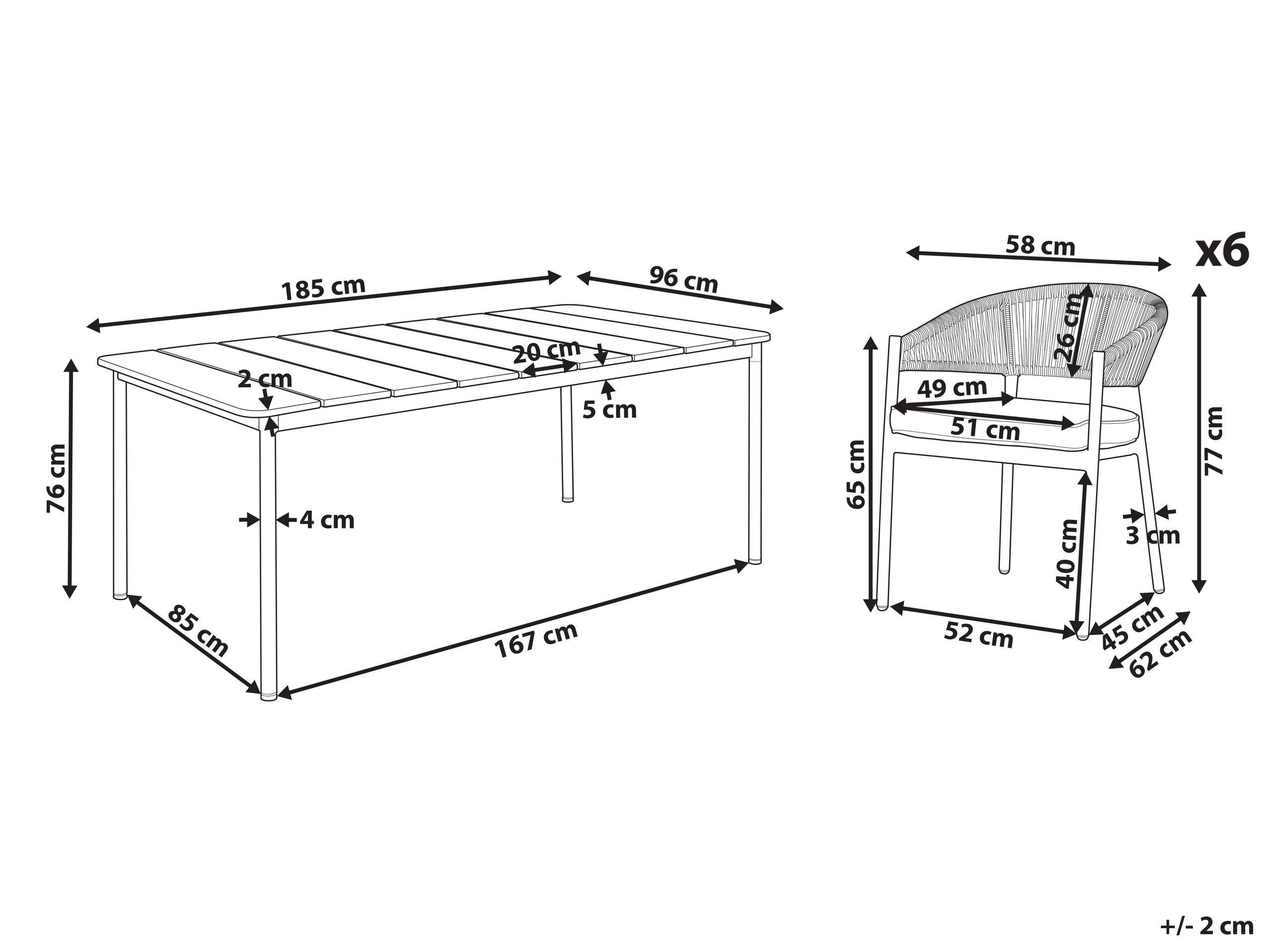 Beliani Ensemble de salle à manger de jardin pour 6 personnes en Aluminium Moderne FLAVIA  