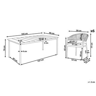 Beliani Ensemble de salle à manger de jardin pour 6 personnes en Aluminium Moderne FLAVIA  