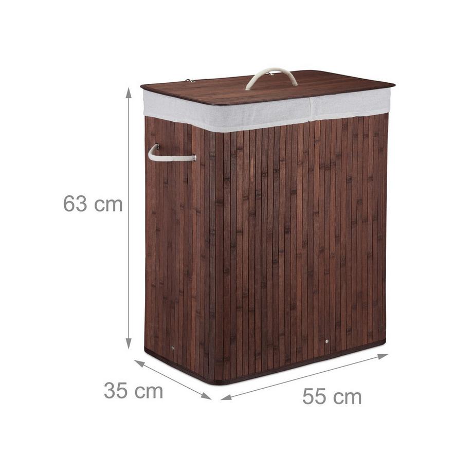 B2X Cesto portabiancheria in bambù con 2 scomparti  