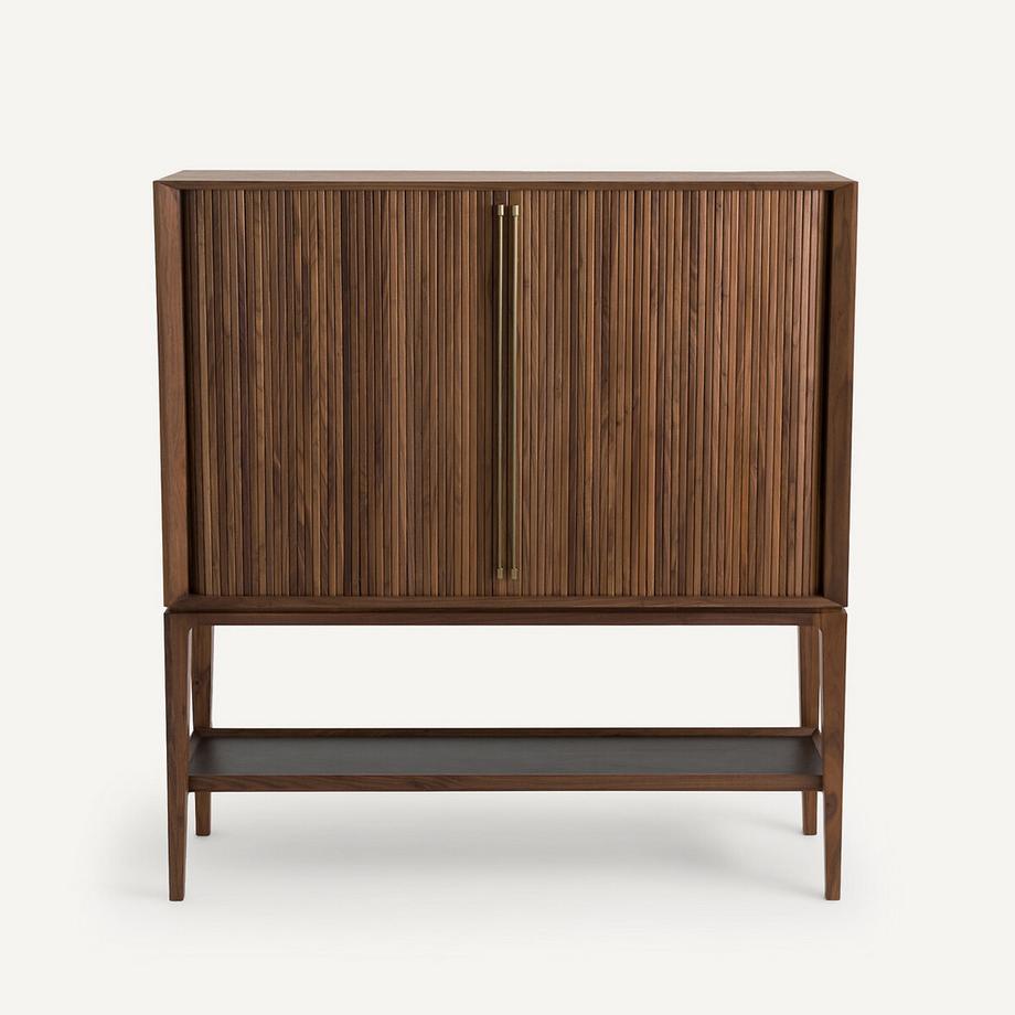 AM.PM  Buffet haut/bar en plaqué noyer et cuir 