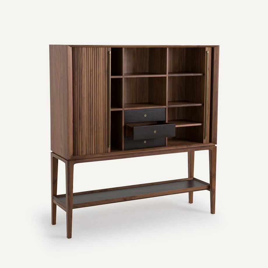 AM.PM  Buffet haut/bar en plaqué noyer et cuir 