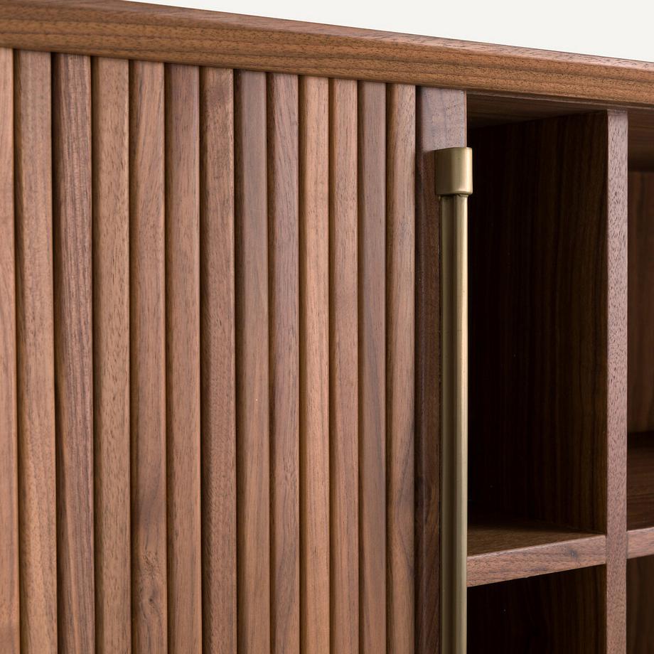 AM.PM  Buffet haut/bar en plaqué noyer et cuir 