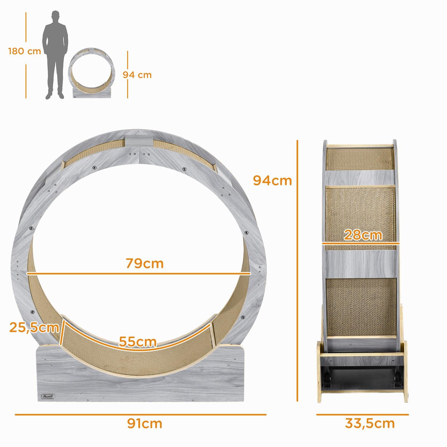 Northio  Draisienne Cat pour chats 91 cm avec frein, planche à gratter, roue pour chat pour un exercice sain, détente, gris 