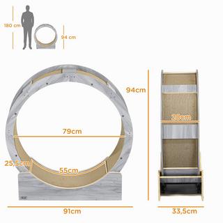 Northio  Draisienne Cat pour chats 91 cm avec frein, planche à gratter, roue pour chat pour un exercice sain, détente, gris 