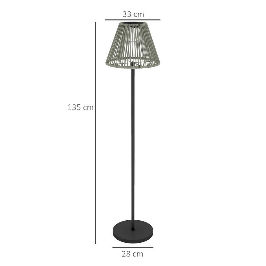 Northio Lampadaire solaire lampes solaires en rotin avec capteur de lumière 25 LED automatiquement lumière solaire de style bohème IP44 lampe solaire étanche lampe d'extérieur pour jardin balcon pelouse extérieure Ø33x135 cm Aosom  