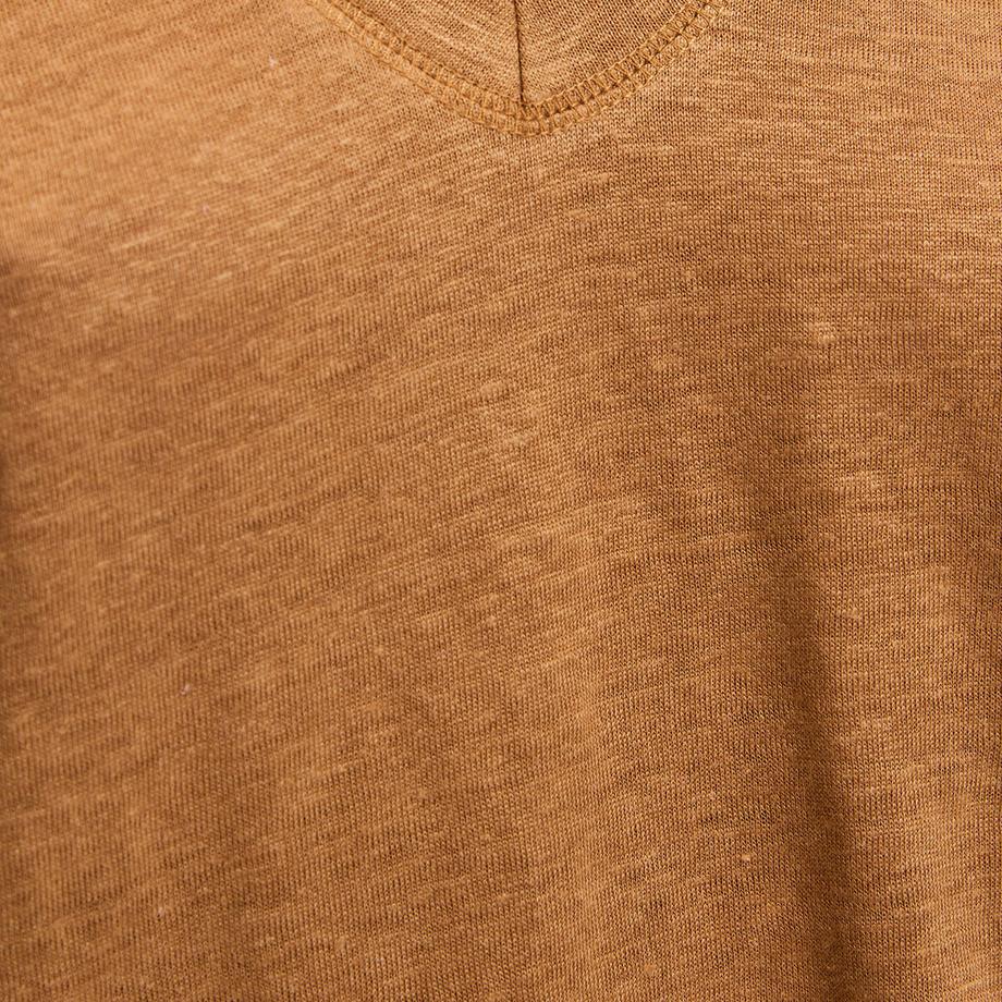 La Redoute Collections Leinen Kurzarm V-Ausschnitt T-Shirt  