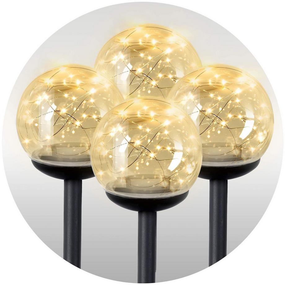 B2X Solarlampe, transparente Kugel, 4 Stk. Ilumen LS-103  
