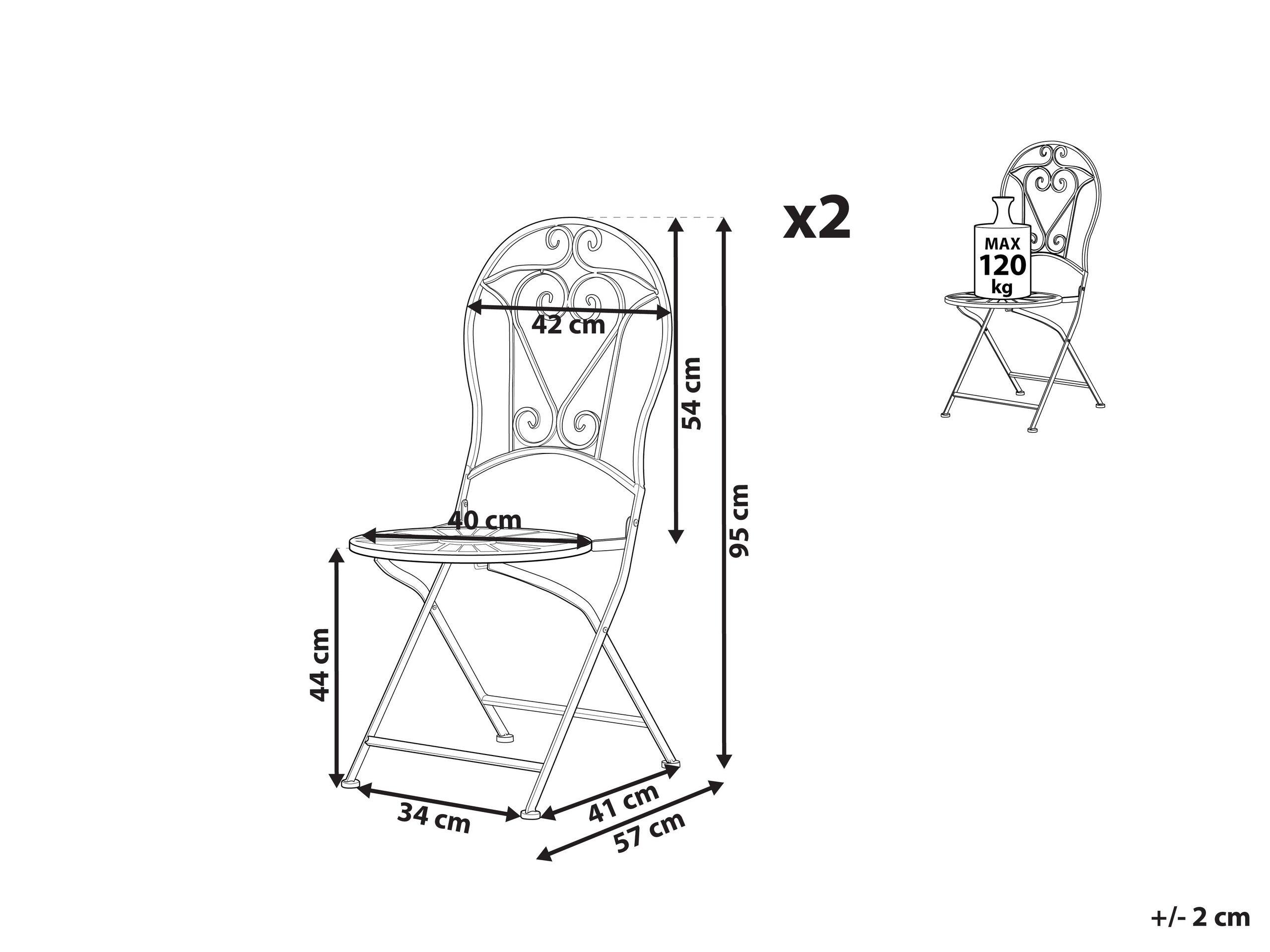 Beliani Lot de 2 chaises en Métal Rétro TRENTO  