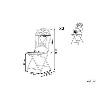 Beliani Lot de 2 chaises en Métal Rétro TRENTO  