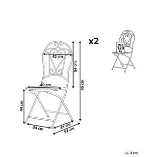 Beliani Set di 2 sedie da giardino en Ferro Retrò TRENTO  