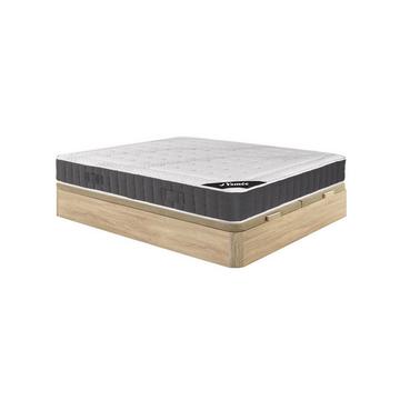 Ensemble 180 x 200 cm sommier coffre naturel clair + matelas ressorts ensachés accueil mémoire de forme ép.27cm - ATLANTIDE de YSMÉE