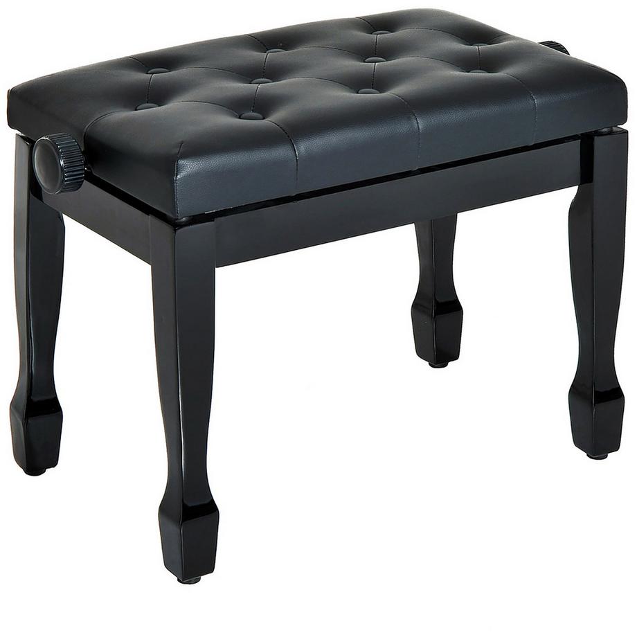 Northio Tabouret De Piano Banc De Piano Tabouret Cosmétique Tabouret Réglable En Hauteur Pour Pratiquer Des Instruments De Musique Bois Massif Simili Cuir Noir 64 X 35 X 45-55 Cm  