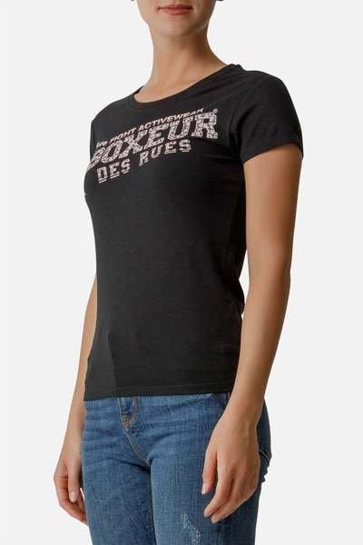 Image of T-shirt Front Logo Round Neck T-shirt Damen Schwarz L